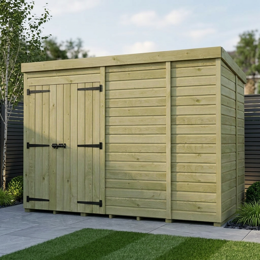 9 x 5 Pent Shed (Double Door, No Windows)