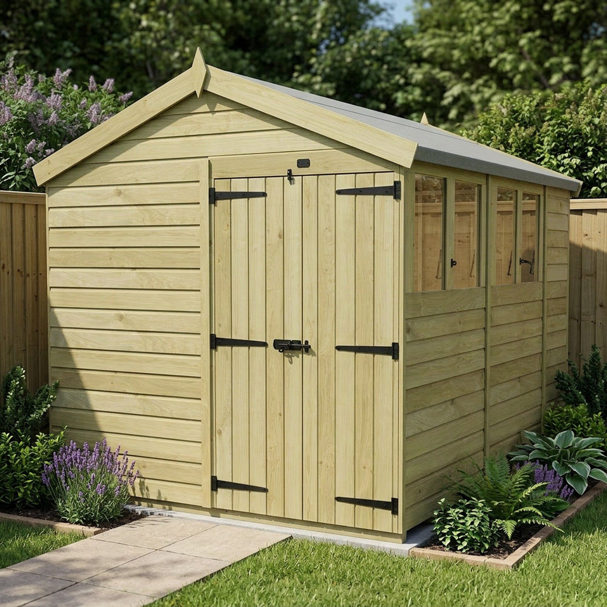8 x 11 Apex Shed (Double Door, With Windows)