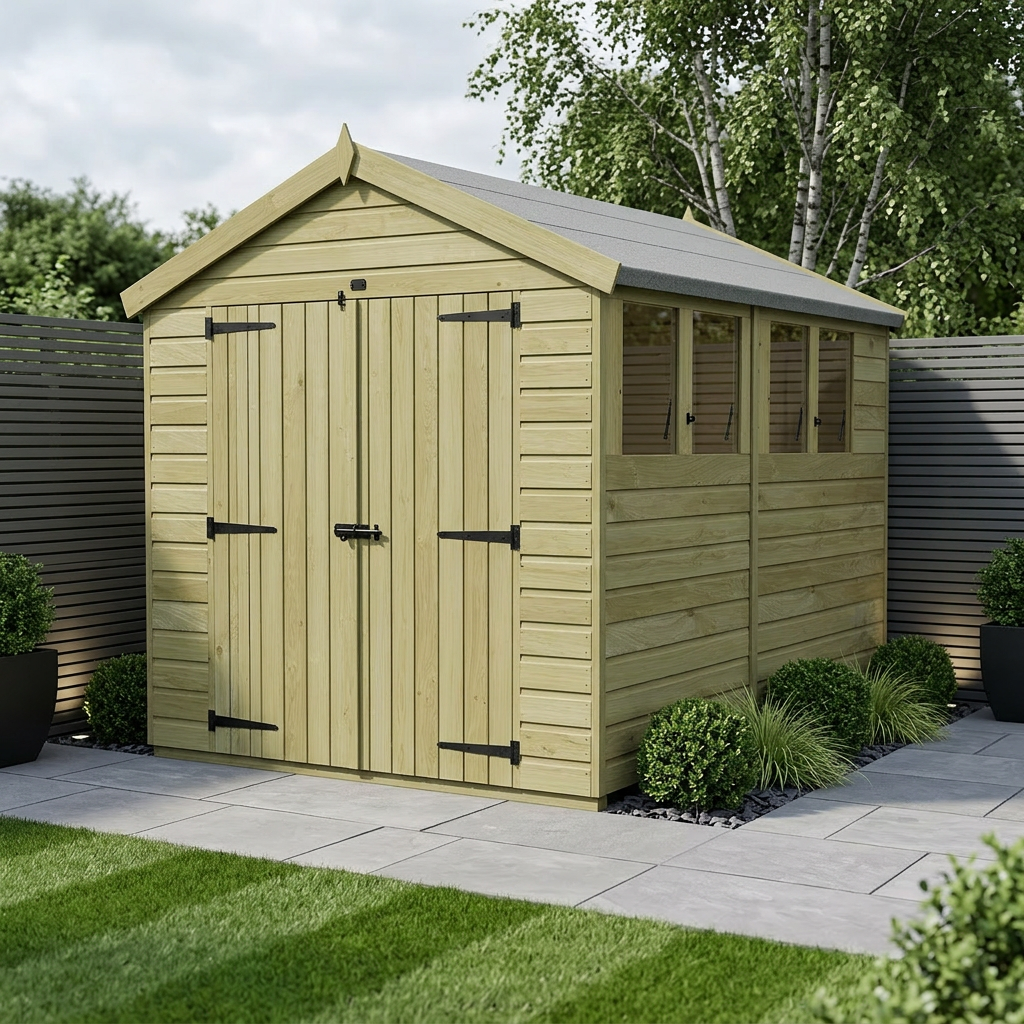8 x 11 Apex Shed (Double Door, With Windows)
