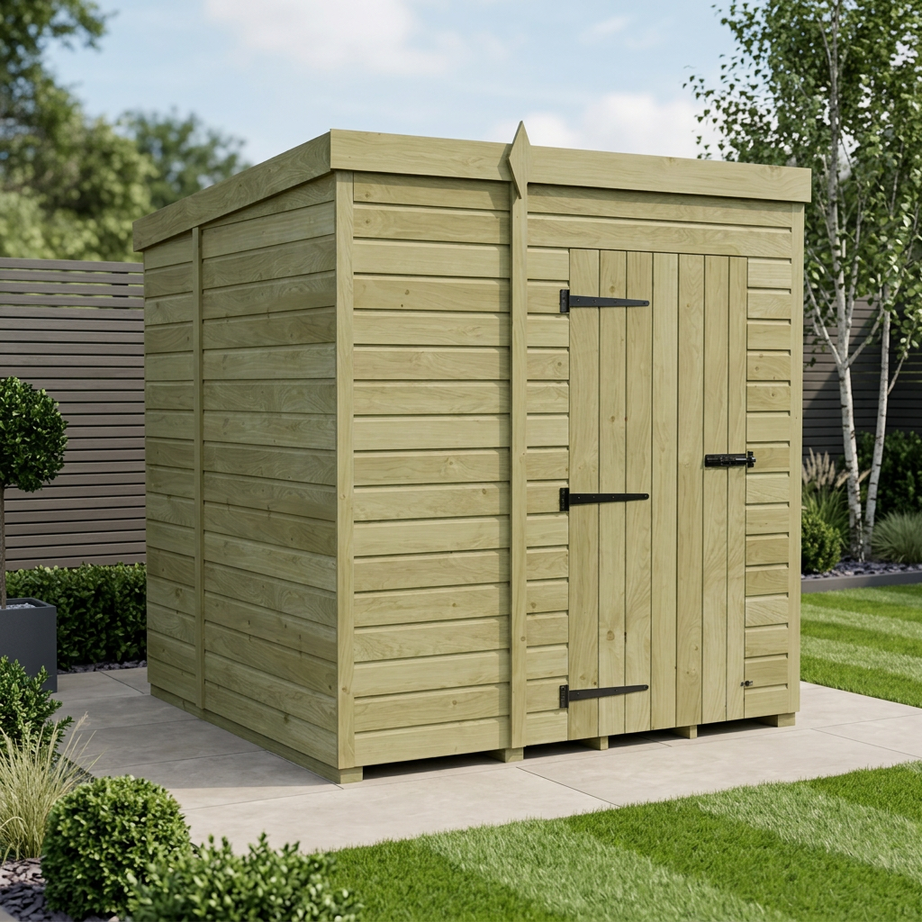 5 x 7 Pent Shed (Single Door, No Windows)