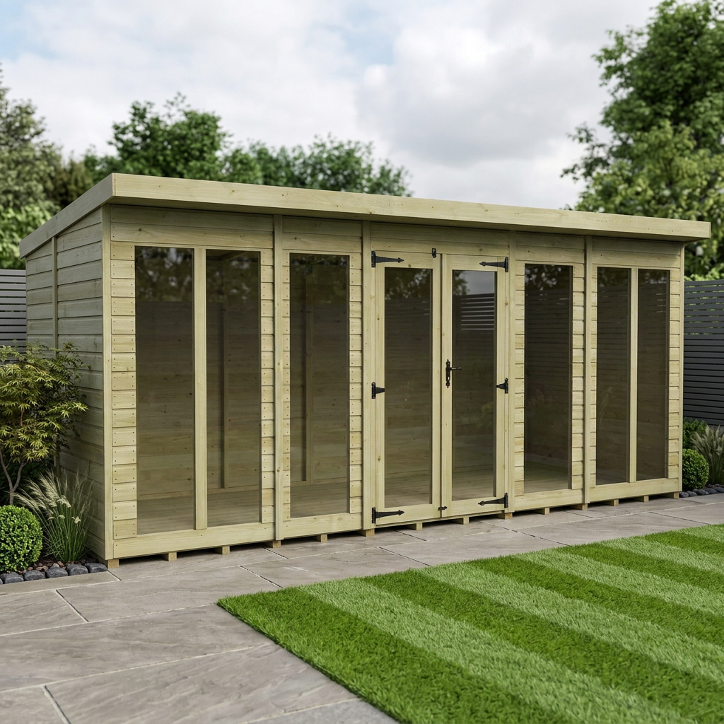 20 x 8 Pent Summer House (Full Height Window)