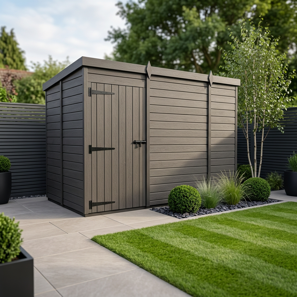 9x5 Pent Composite Shed (Single Door, No Windows)