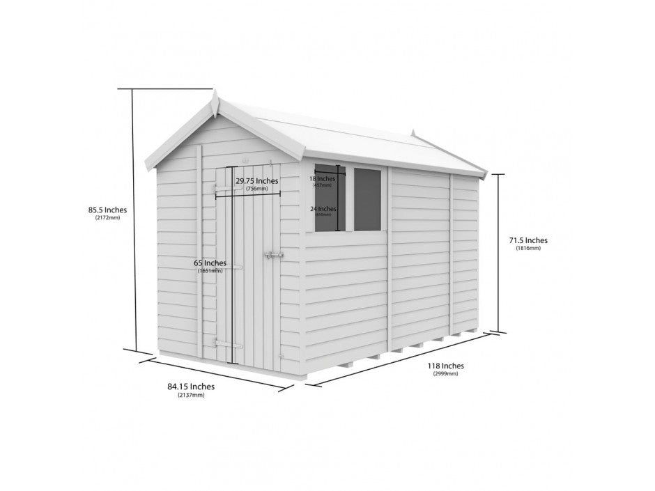 7 x 10 Apex Shed (Single Door, With Windows)