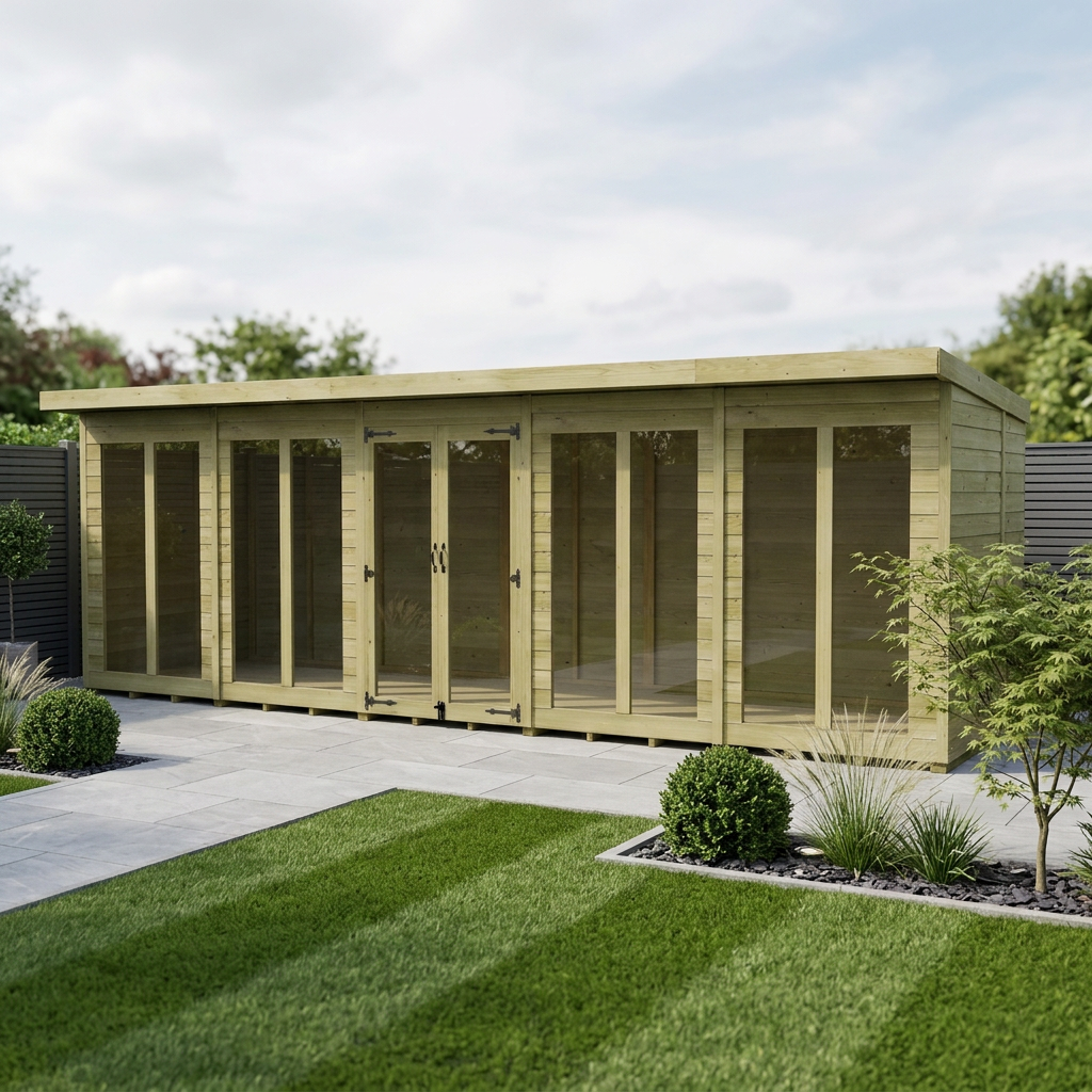 20 x 6 Pent Summer House (Full Height Window)