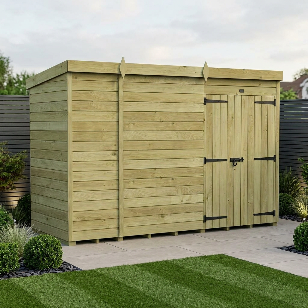 9 x 4 Pent Shed (Double Door, No Windows)