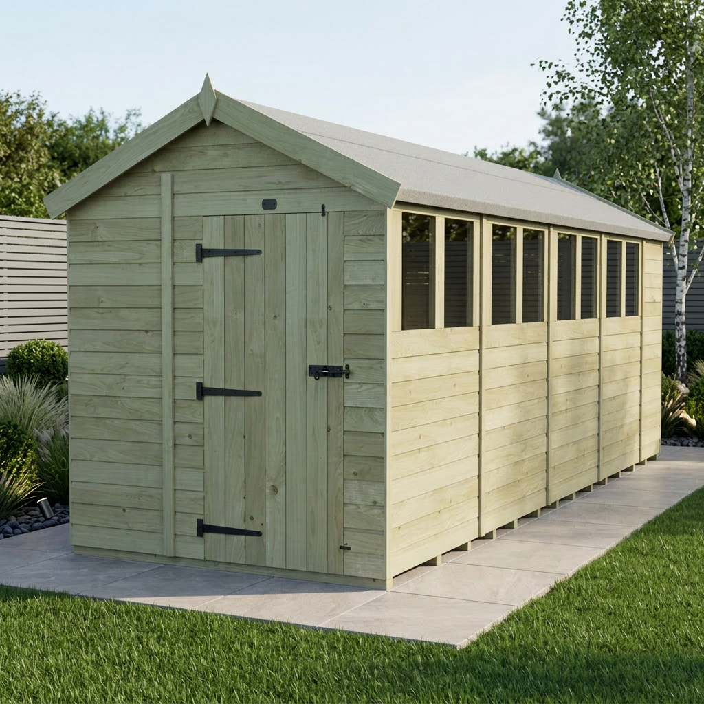 7 x 18 Apex Shed (Single Door, With Windows)