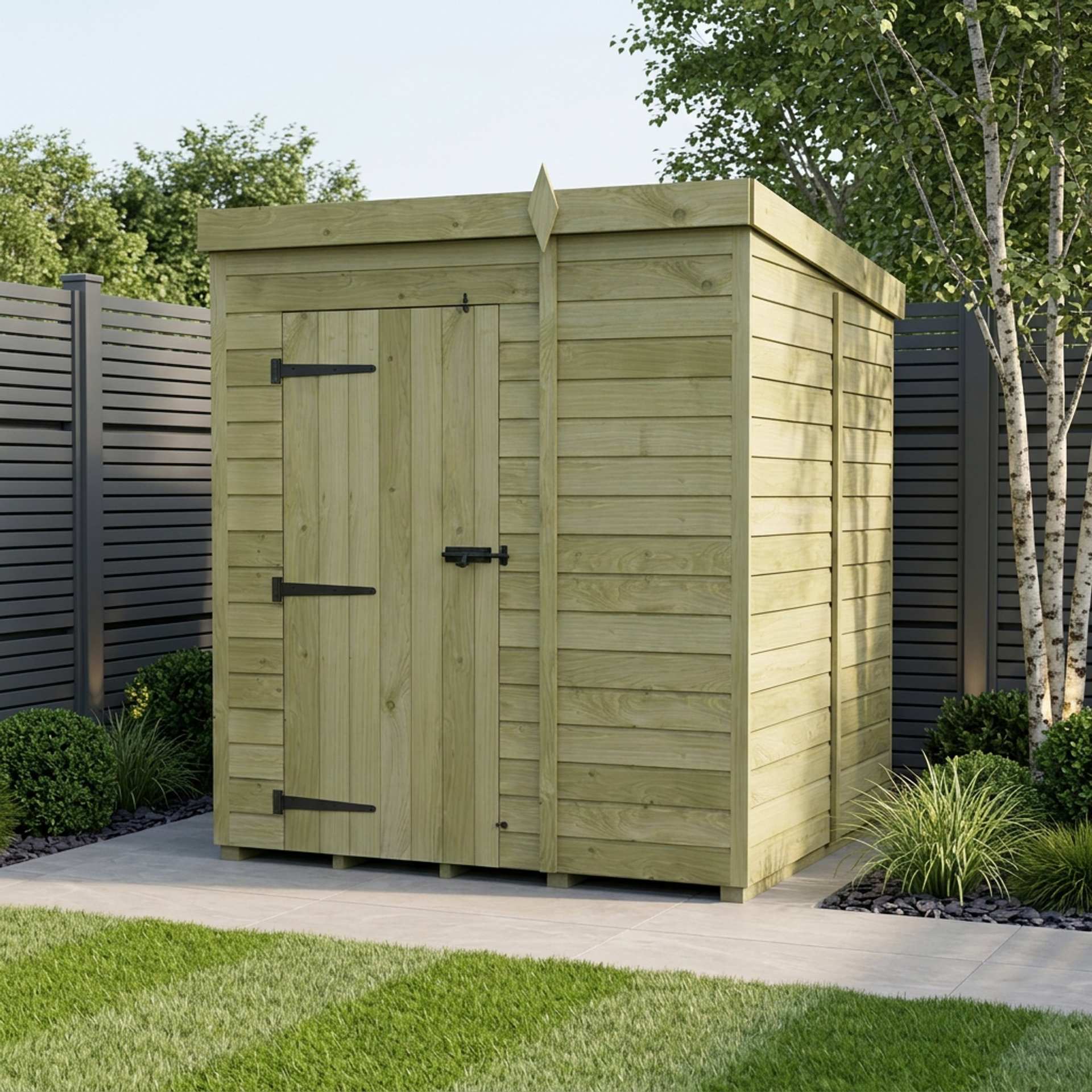 6 x 5 Pent Shed (Single Door, No Windows)