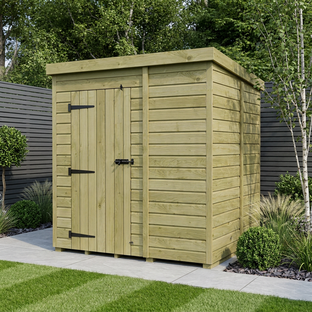 6 x 5 Pent Shed (Single Door, No Windows)