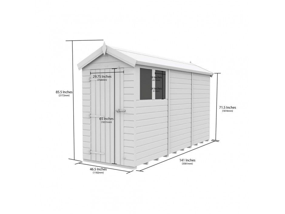 4 x 12 Apex Shed (Double Door, With Windows)
