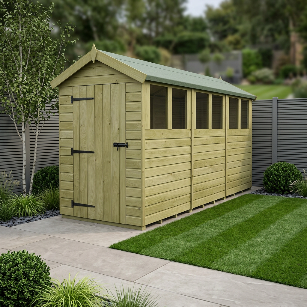 4 x 12 Apex Shed (Single Door, With Windows)