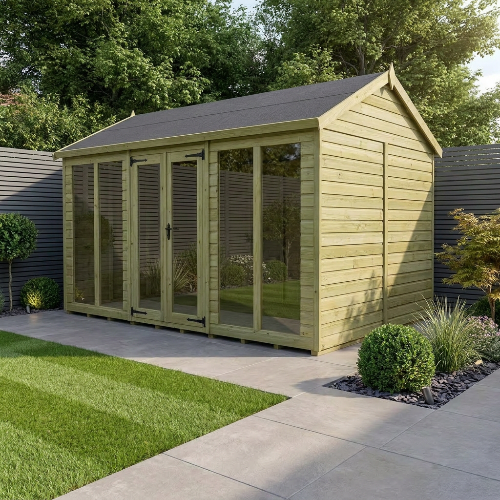 12 x 7 Apex Summer House (Full Height Window)
